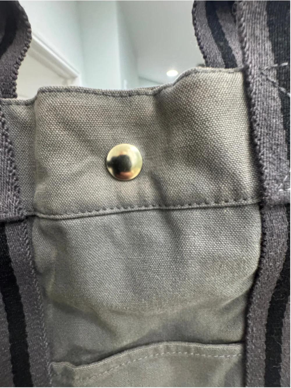 Hermès Fourre-Tout Canvas Tote Bag, Grey and Black Vintage